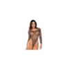 Body string en résille noir à manches longues avec strass - Mapalé